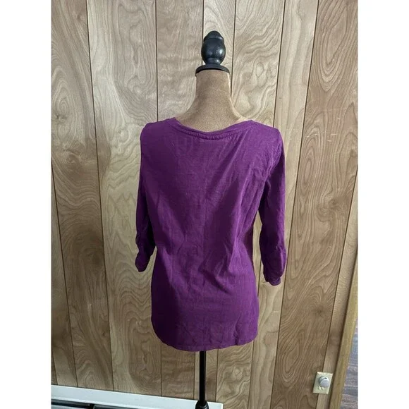 Style & Co. long, ruched-sleeved purple top‎ with sequins Size Small - Picture 3 of 6